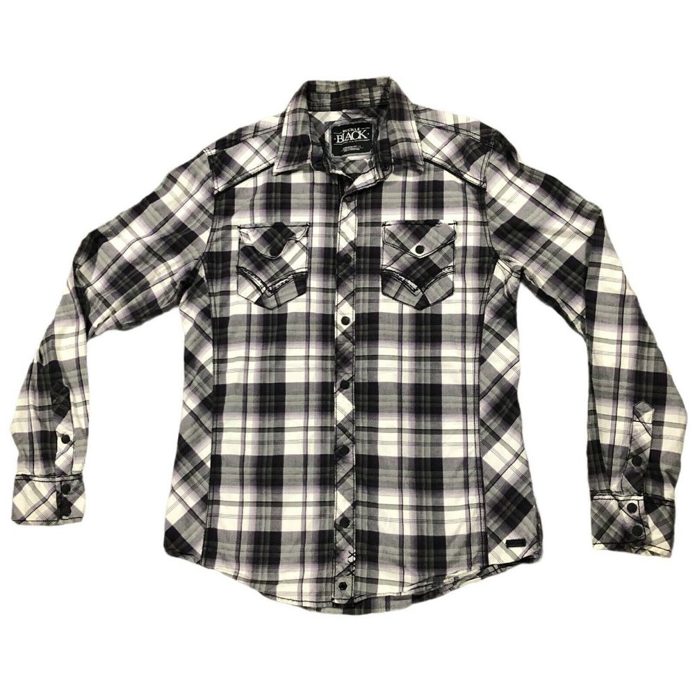 Buckle Black Button Shirt Mens Size Large Purple